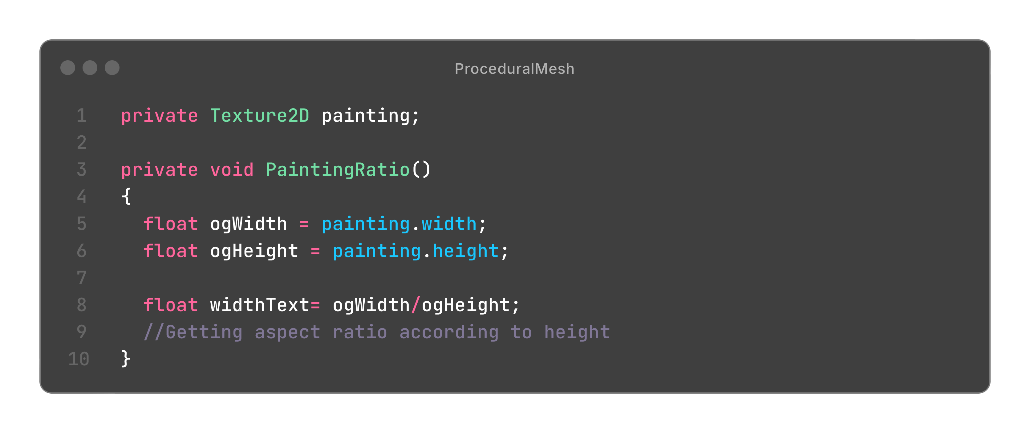 Code for aspect ratio calculation