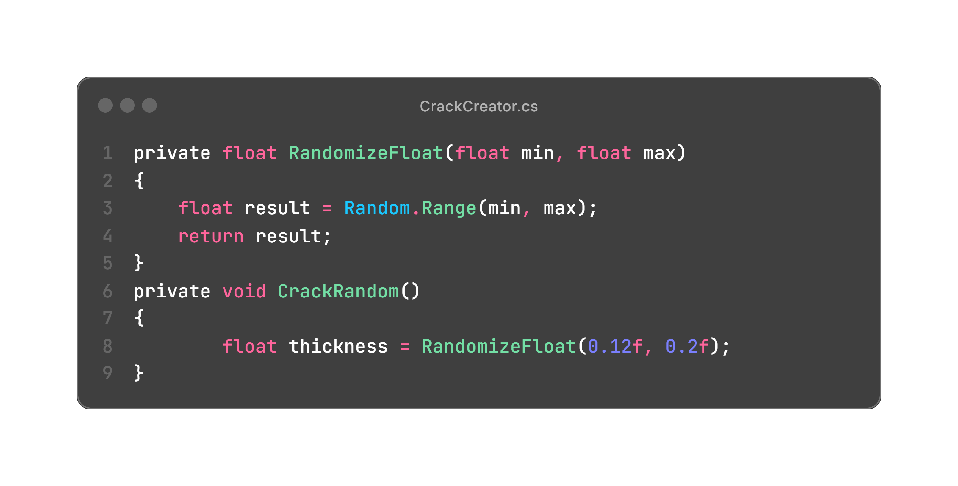 Crack creator interface